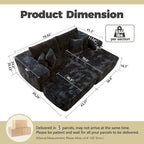 HOOOWOOO Canapé d'angle moderne en peluche avec pouf amovible