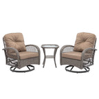 Ensemble de 3 chaises de jardin pivotantes et basculantes d'extérieur, ensemble de conversation de terrasse à 360 degrés