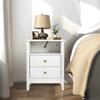 Tables de chevet (lot de 2) avec station de charge, table d'appoint avec 2 tiroirs, ports USB et prises, pour chambre à coucher