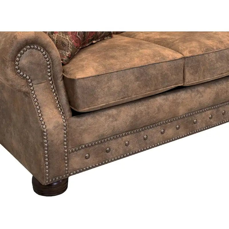 Canapé-lit Rancho en tissu suédine marron rustique – 37 x 86 x 40