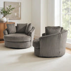 DREAMSIDEA Lot de 2 fauteuils pivotants recouverts de tissu, accoudoirs encastrés