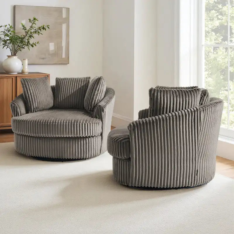 DREAMSIDEA Lot de 2 fauteuils pivotants recouverts de tissu, accoudoirs encastrés