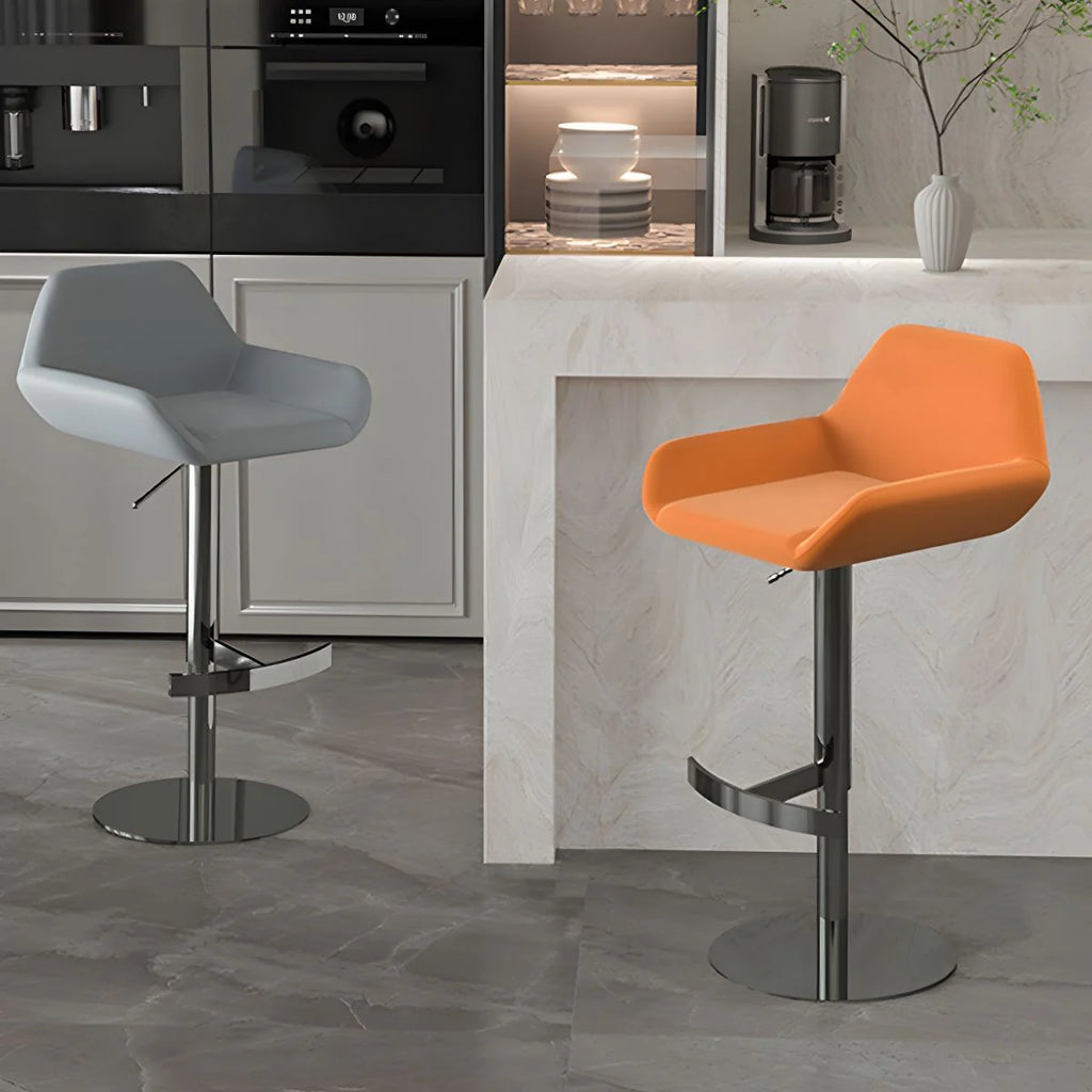 Tabourets de bar pivotants en cuir minimalistes à dossier bas pour la cuisine