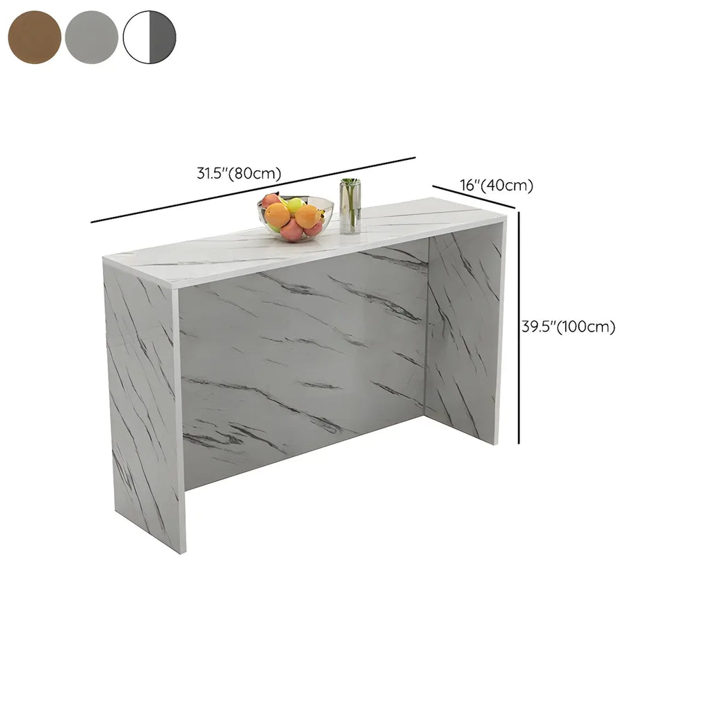 Table de bar longue rectangulaire blanche en bois pour salon