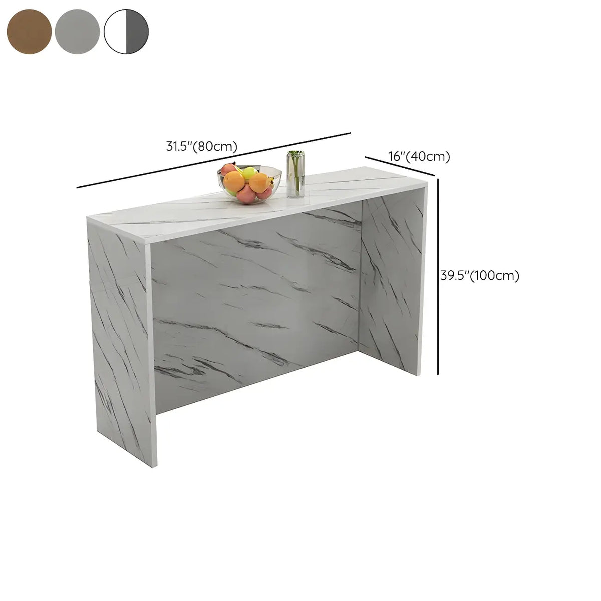 Table de bar longue rectangulaire blanche en bois pour salon