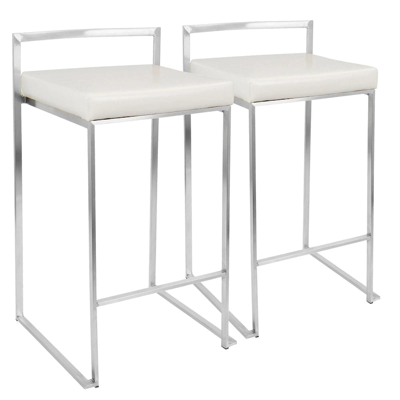 Tabouret de comptoir Silver Orchid Forrest en acier inoxydable empilable et entièrement soudé (lot de 2)