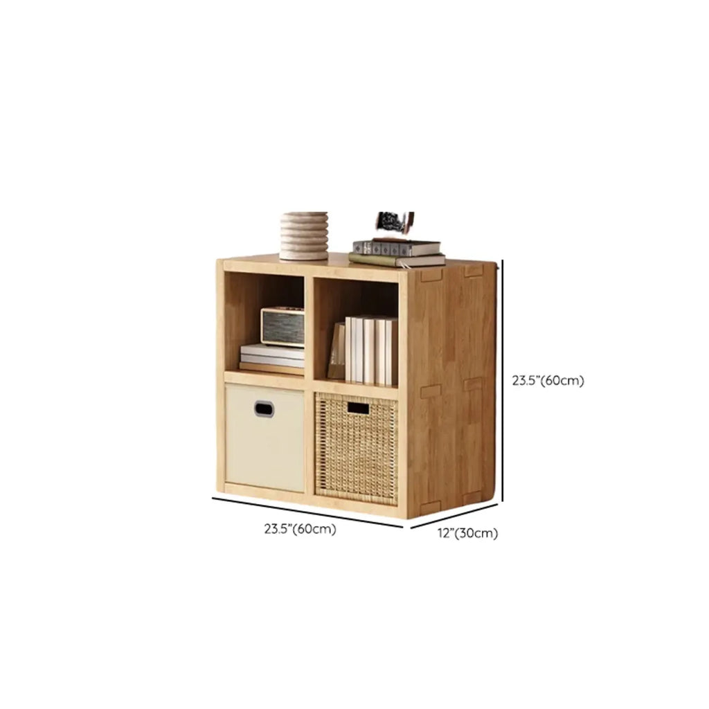 Bibliothèque moderne horizontale en bois à 8 cubes, finition naturelle