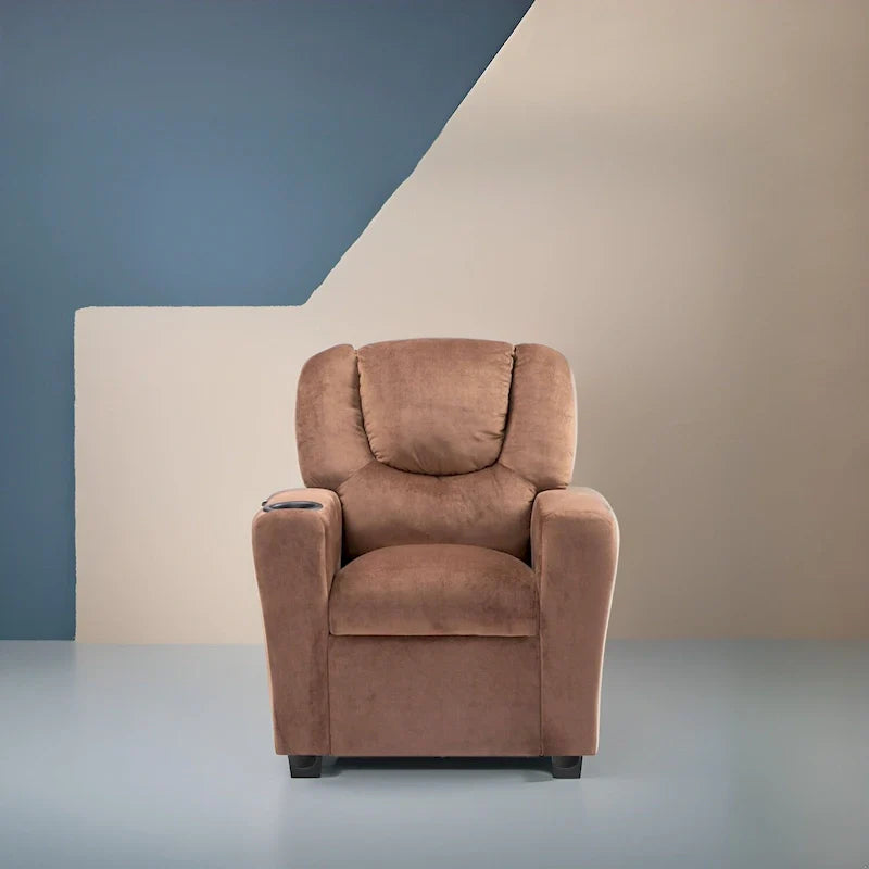 Fauteuil inclinable pour enfants en PVC avec fonction d'inclinaison par poussée, porte-gobelet et repose-pieds confortable