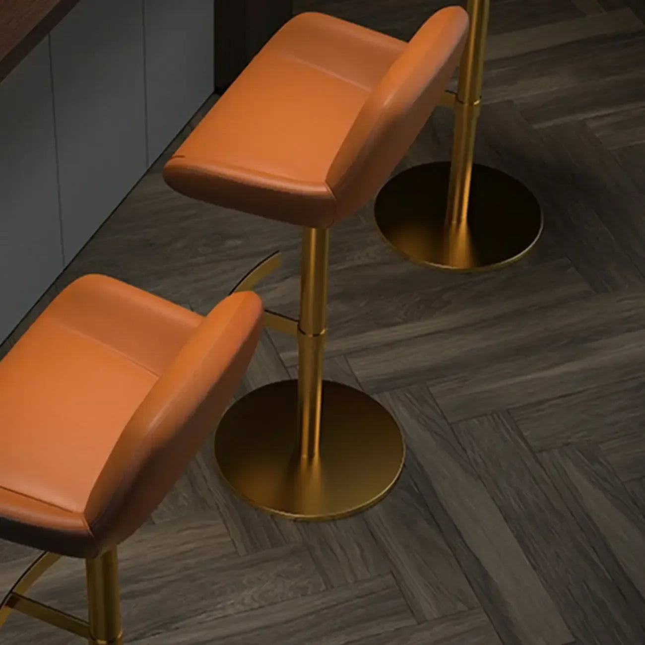 Tabourets de bar pivotants en cuir minimalistes à dossier bas pour la cuisine