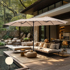 MAISON ARTS Grand Parasol Double Face de 4,5 m avec Base Incluse pour Patio