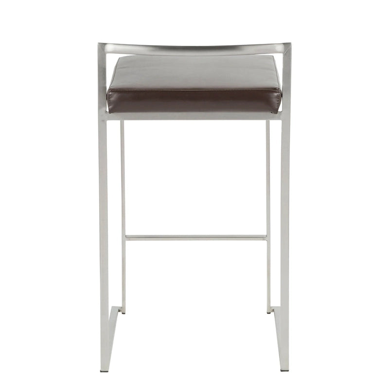 Tabouret de comptoir Silver Orchid Forrest en acier inoxydable empilable et entièrement soudé (lot de 2)
