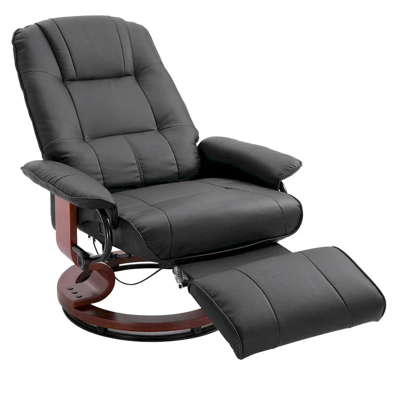 Fauteuil inclinable manuel pivotant en similicuir HomCom avec repose-pieds confortable et relaxant
