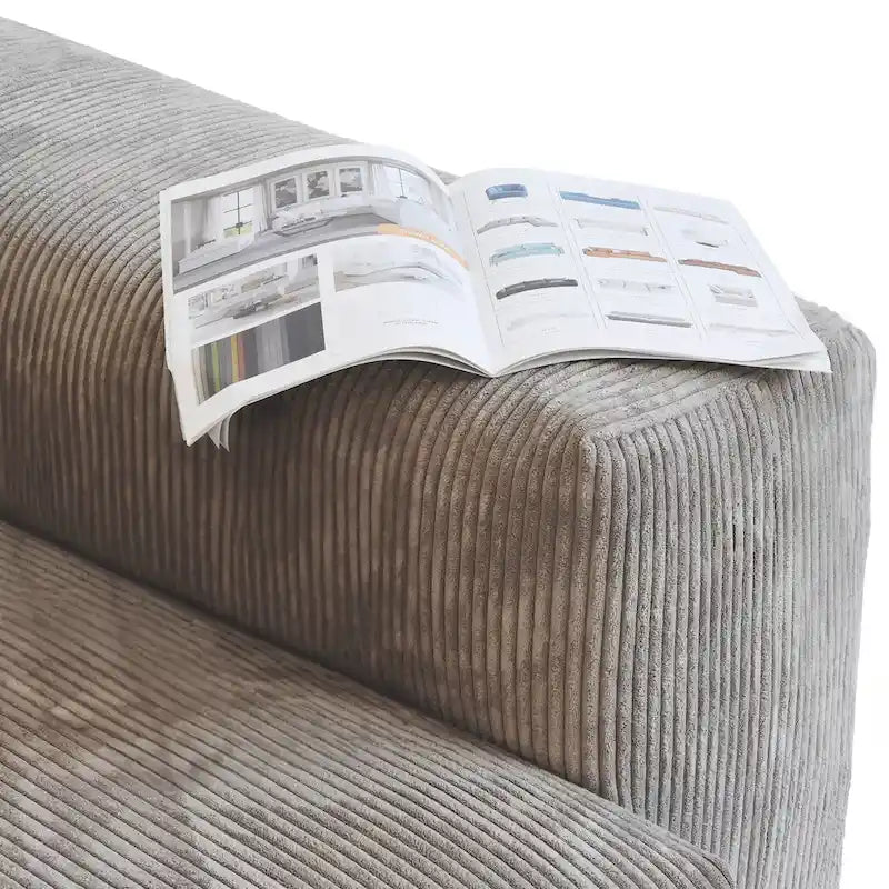 Grand canapé modulaire sectionnel en velours côtelé, en forme de U, 4 places avec 2 poufs et 5 oreillers
