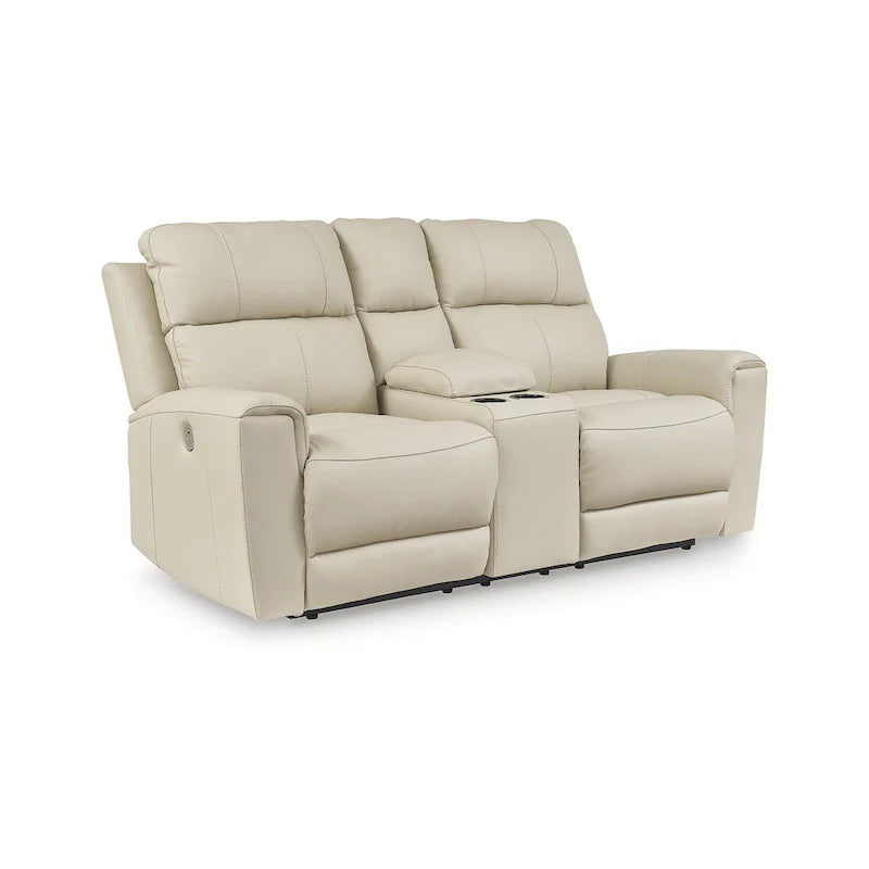 Causeuse inclinable électrique beige Ashley Dahlmoore Signature Design avec console – 76 L x 42 P x 40 H