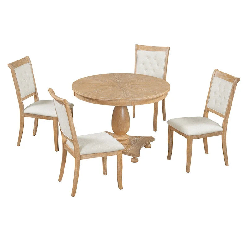 Ensembles de salle à manger 5 pièces Lak Retro avec chaises rembourrées par GDFStudio