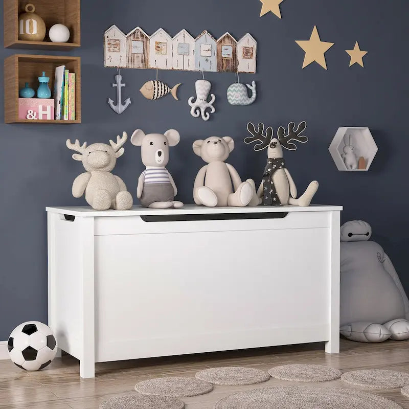 Coffre à jouets en bois pour enfants avec couvercle à charnière de sécurité, pour les 3 ans et plus