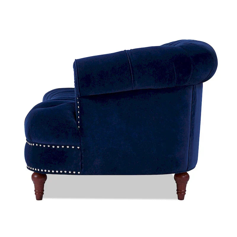 Canapé capitonné chesterfield La Rosa 84 en velours, style moderne du milieu du siècle