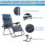 Fauteuil de relaxation zéro gravité XL surdimensionné rembourré avec accoudoirs plus larges et porte-gobelet réglable - N/A