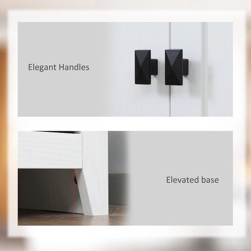 HOMCOM Grand garde-manger de cuisine autoportant de 183 cm, organisateur de rangement à 4 portes avec 4 niveaux et étagères réglables, blanc