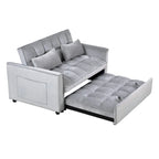 Causeuse futon moderne en velours avec dossier inclinable et poches, 2 places — Gris foncé / Gris clair / Bleu / Noir