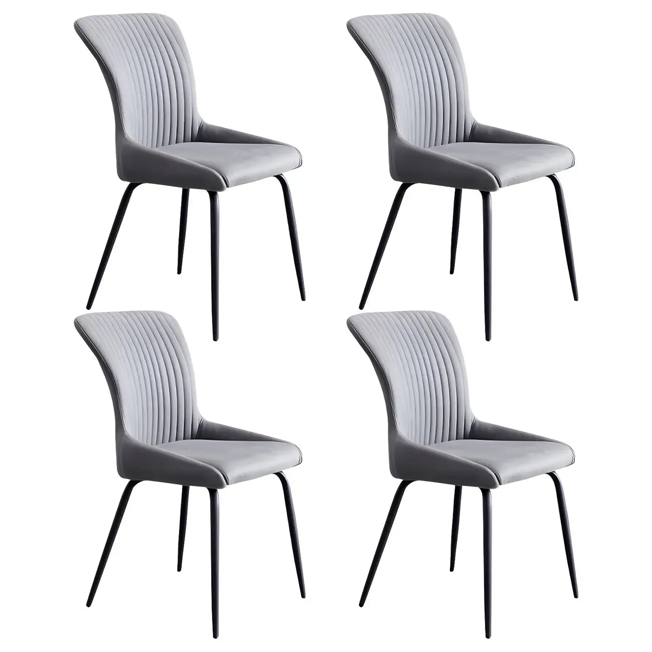 Chaises de salle à manger sans accoudoirs gris foncé industrielles