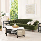 Canapé capitonné chesterfield La Rosa 84 en velours, style moderne du milieu du siècle