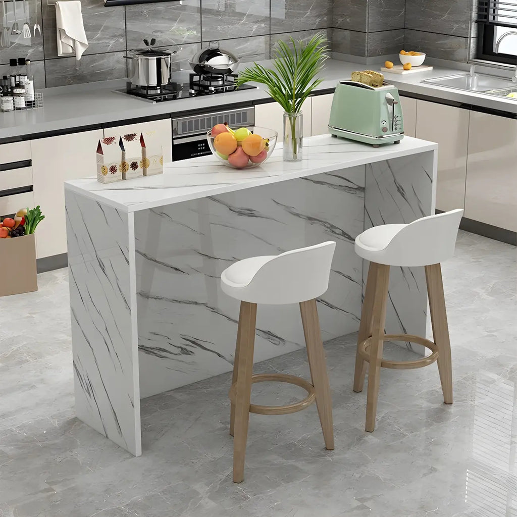 Table de bar longue rectangulaire blanche en bois pour salon