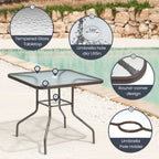 Ensemble de patio 6 pièces Pellebant avec table, parasol et 4 chaises pliantes – 22,4 L x 26,8 P x 34,4 H
