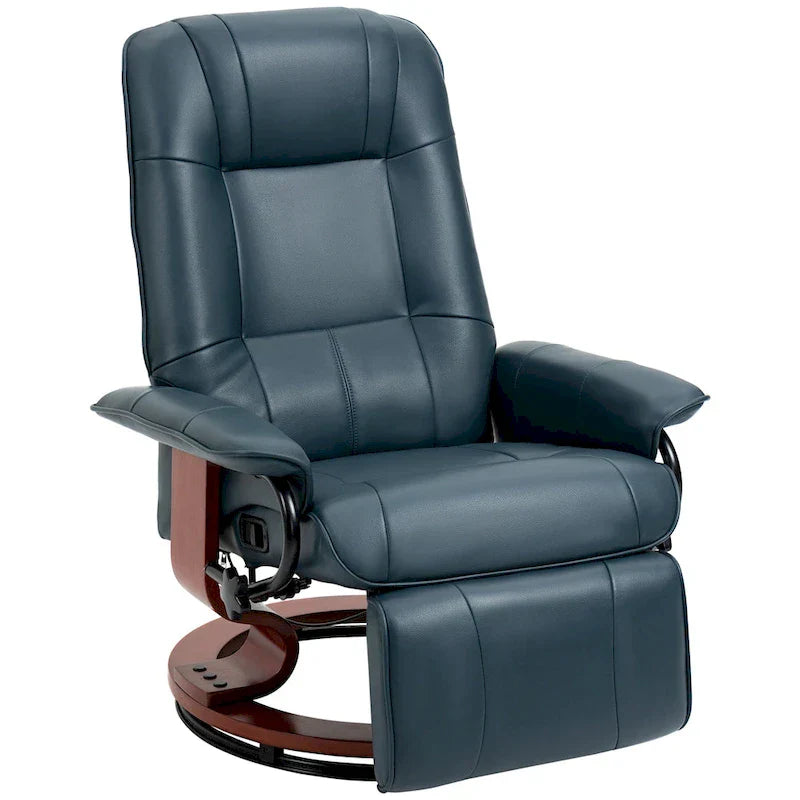 Fauteuil inclinable manuel pivotant en similicuir HomCom avec repose-pieds confortable et relaxant