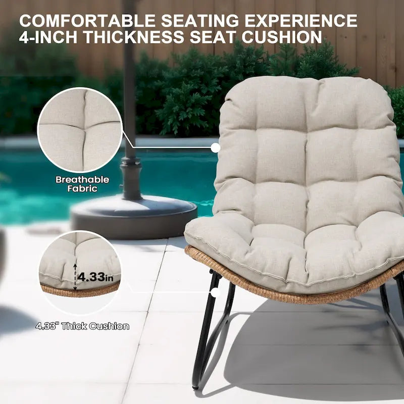 Chaises de jardin Papasan avec coussin, confortables, en rotin PE, avec table d'appoint