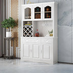 Buffet de cuisine en bois blanc avec casier à vin intégré