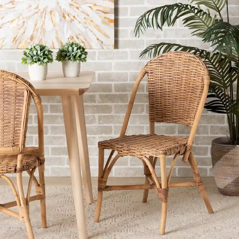 Chaise de salle à manger en rotin naturel bohème moderne Neola