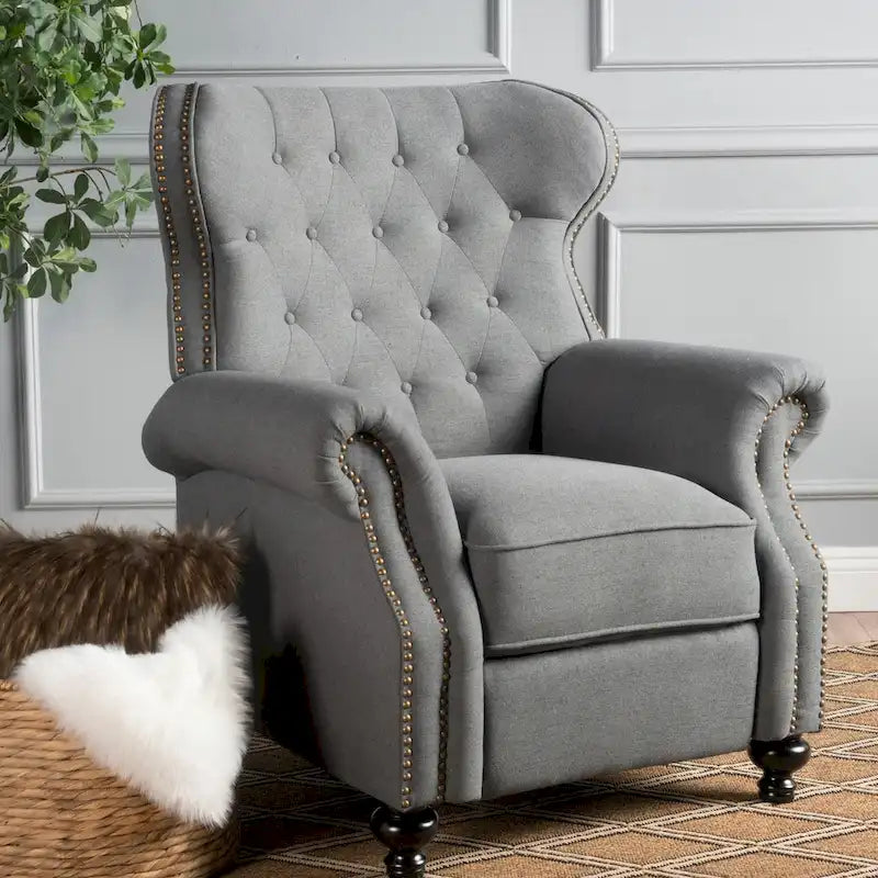 Fauteuil inclinable en tissu touffeté Walder avec têtes de clous par Christopher Knight Home