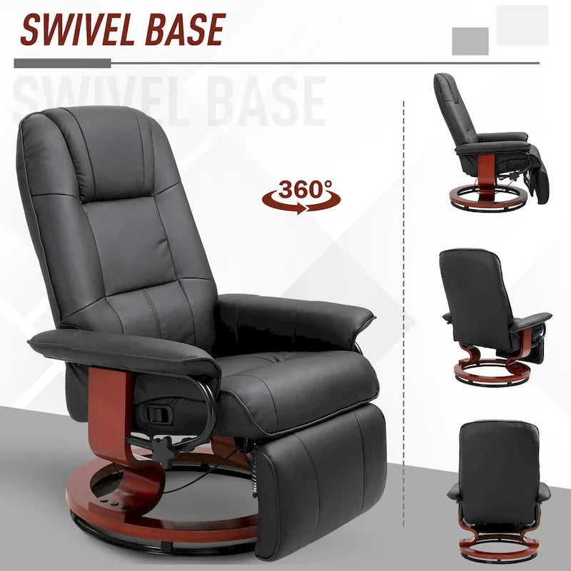Fauteuil inclinable manuel pivotant en similicuir HomCom avec repose-pieds confortable et relaxant
