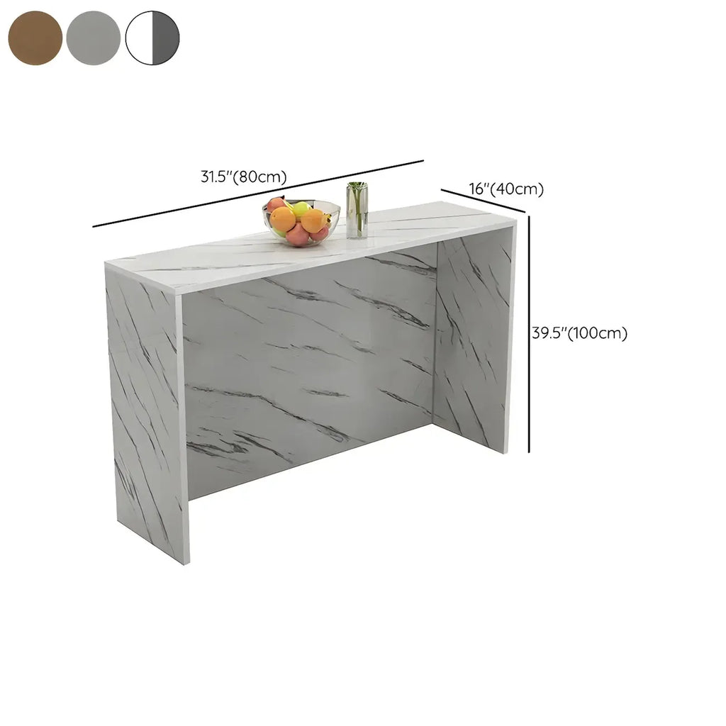 Table de bar longue rectangulaire blanche en bois pour salon