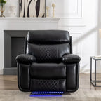 Canapé inclinable électrique avec chargeur sans fil, liseuse, lumière LED pour salon, similicuir, port AC/USB, porte-gobelet, noir
