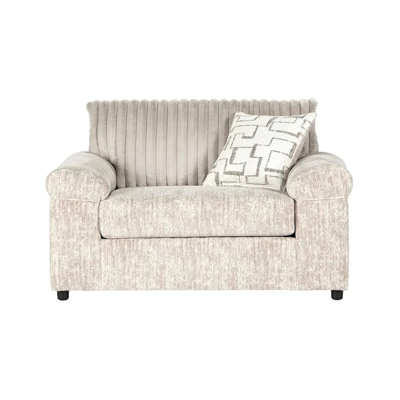 Ensemble canapé, causeuse et fauteuil câlin en velours côtelé à grosses côtes Nason de Roundhill Furniture