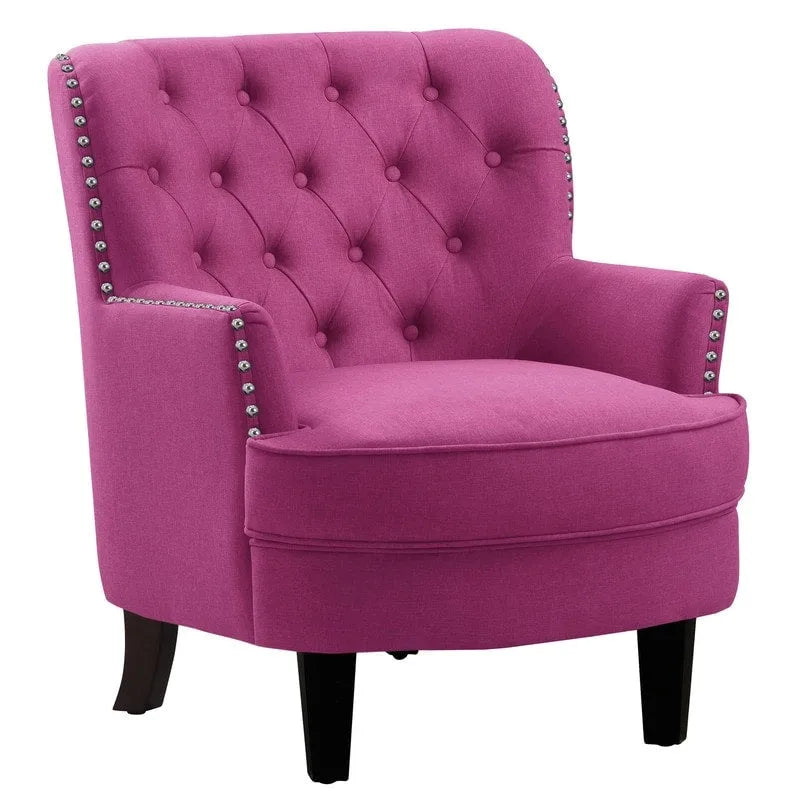 Moser Bay Mignon Fauteuil d'appoint à oreilles capitonné large de 76 cm en velours et lin