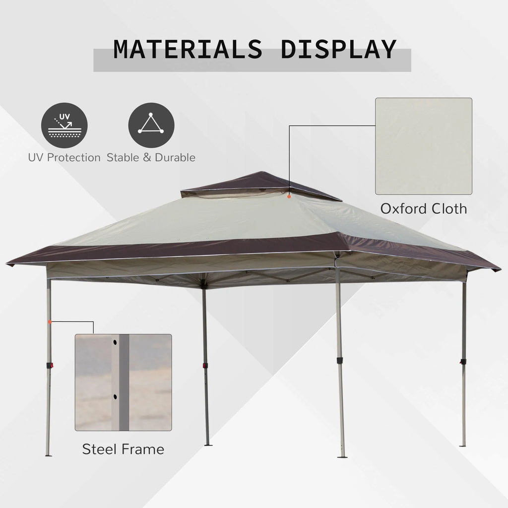 Outsunny 12 x 12 Tonnelle escamotable Pare-soleil Tente instantanée pliable avec filet latéral en maille, Hauteur réglable sur 3 niveaux