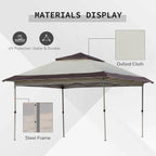 Outsunny 12 x 12 Tonnelle escamotable Pare-soleil Tente instantanée pliable avec filet latéral en maille, Hauteur réglable sur 3 niveaux