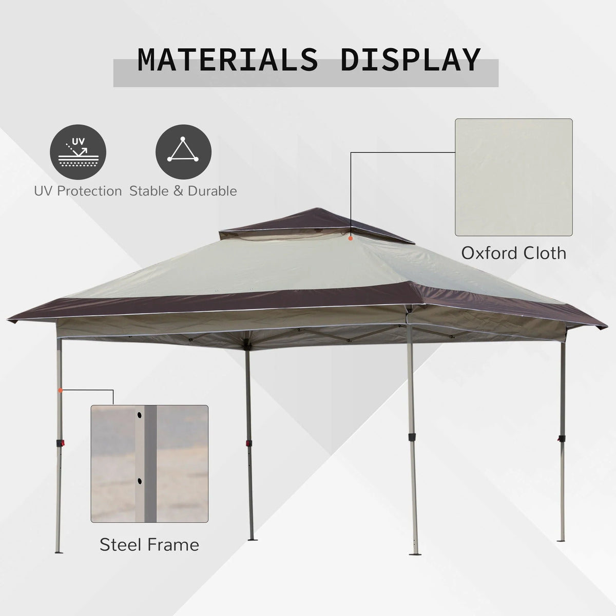 Outsunny 12 x 12 Tonnelle escamotable Pare-soleil Tente instantanée pliable avec filet latéral en maille, Hauteur réglable sur 3 niveaux