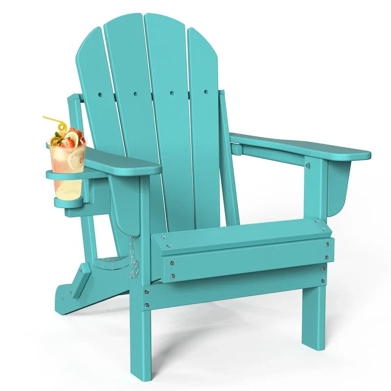 Chaise Adirondack pliante d'extérieur avec porte-gobelet