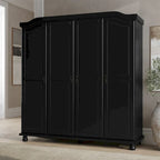 Palace Imports Kyle Armoire 4 portes 100 % en bois massif avec portes en bois massif ou portes miroir