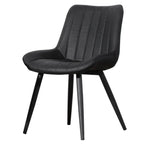 Chaise de salle à manger simple en cuir rembourré avec dossier solide et pieds en métal