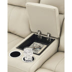Causeuse inclinable électrique beige Ashley Dahlmoore Signature Design avec console – 76 L x 42 P x 40 H