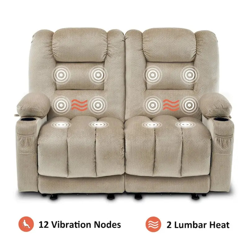 Causeuse inclinable électrique MCombo avec fonction chauffage et massage, en tissu PR648