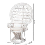 Chaise paon Kallima de style bohème moderne en rotin naturel blanc