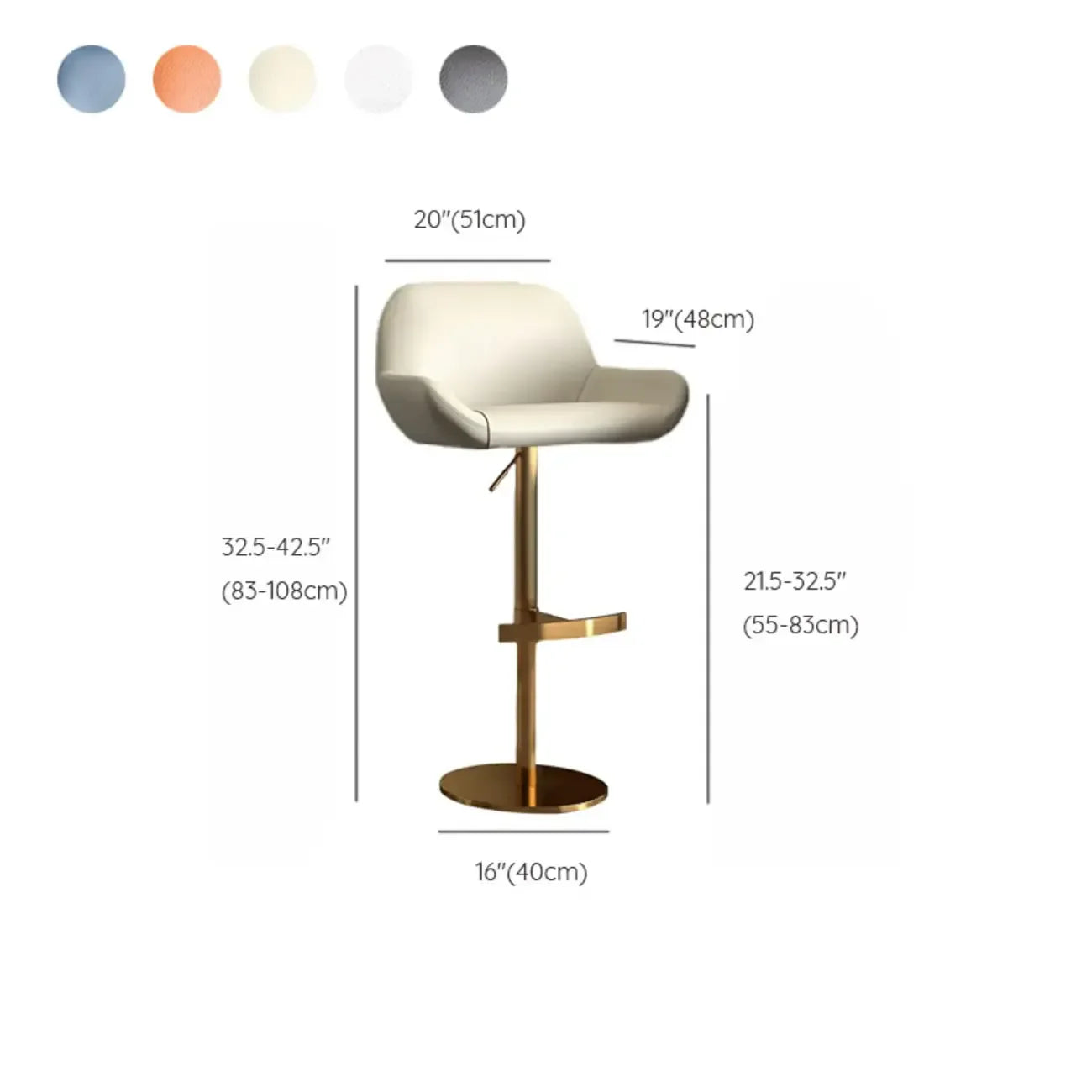 Tabourets de bar pivotants en cuir minimalistes à dossier bas pour la cuisine