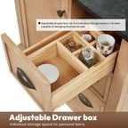 Meuble sous-vasque Hervas avec plateau en marbre naturel, sans miroir