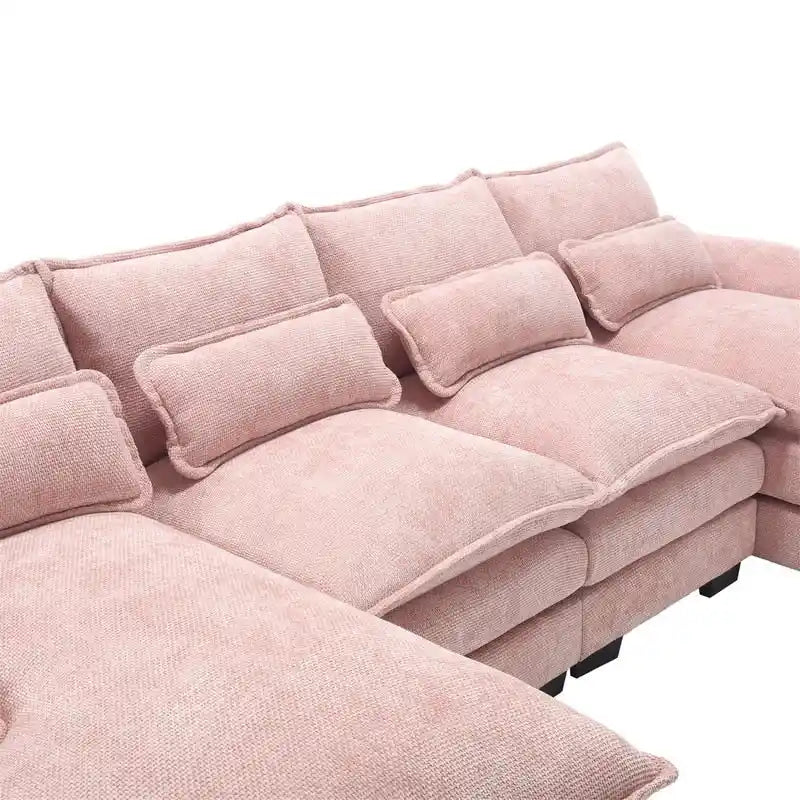 Canapé modulable Cloud pour salon, canapé d'angle moderne en chenille/boucle, canapé convertible modulable confortable avec double méridienne
